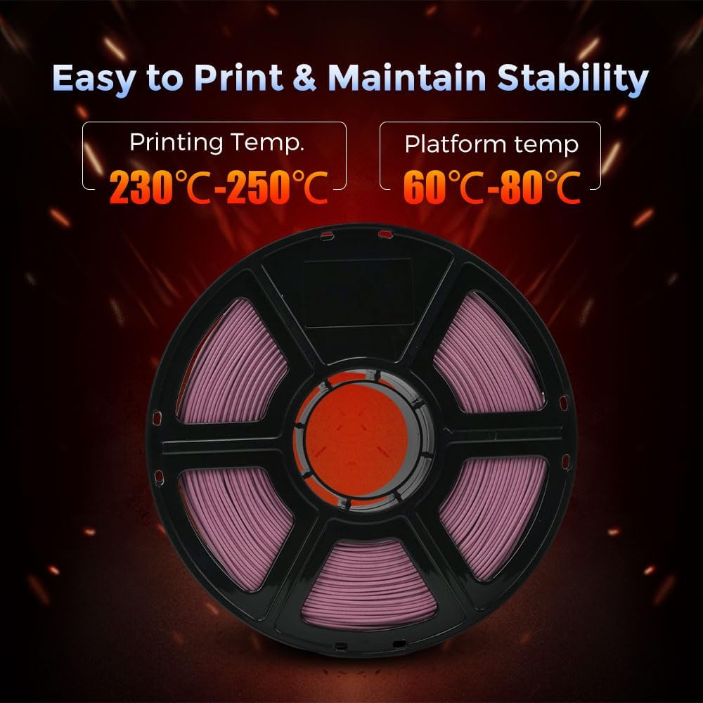 FLASHFORGE Carbon Fiber PETG Filament 1.75mm, Carbon Fiber PETG 3D Printer Filament, 1KG Spool Dimensional Accuracy +/- 0.02mm, Lightweight & Heat-Resistant & Moisture Free (Dusty Pink)