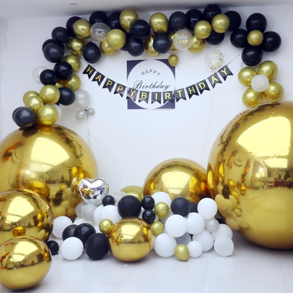 Inflatable Mirror Ball Set - Airtight PVC Spheres for Parties, Weddings, and Events. Perfect for Decoration, Hanging, and Displays. Includes Electric Pump (Gold, 24in-2pk_32in_39in_47in_71in)