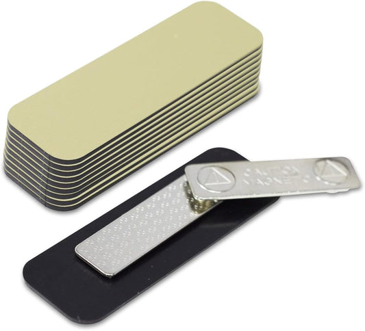 Name Tag/Badge Blanks - 10 Pack - Brushed Gold 1" X 3", Round Corners, Magnetic Backing