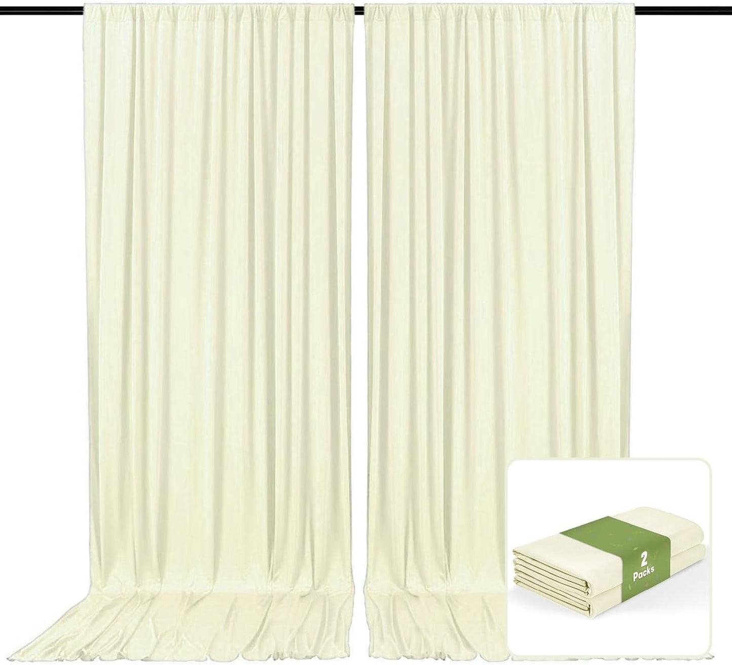 2 Panels Beige Backdrop Curtain, 10 x 7 Feet Background Curtains for Parties, Weddings, Baby Showers, Bachelorette Halloween, Christmas Birthday Party Photoshoot Backdrop Curtains Decorations