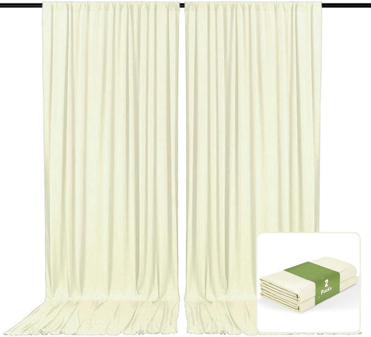 2 Panels Beige Backdrop Curtain, 10 x 7 Feet Background Curtains for Parties, Weddings, Baby Showers, Bachelorette Halloween, Christmas Birthday Party Photoshoot Backdrop Curtains Decorations