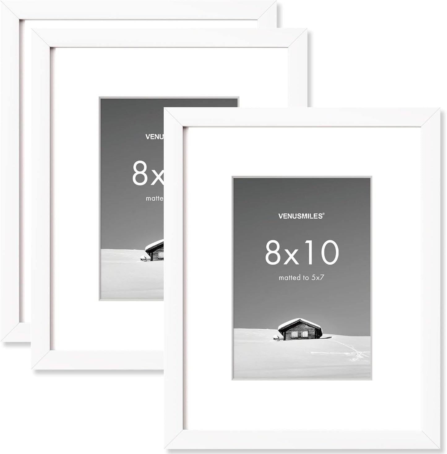8x10 inch Picture Frame, 8x10 Photo Frames with 5x7 Removable Mat - High Definition Plexiglass - Vertical and Horizontal Display - Wall Hanging Frame - White, 3 Pack