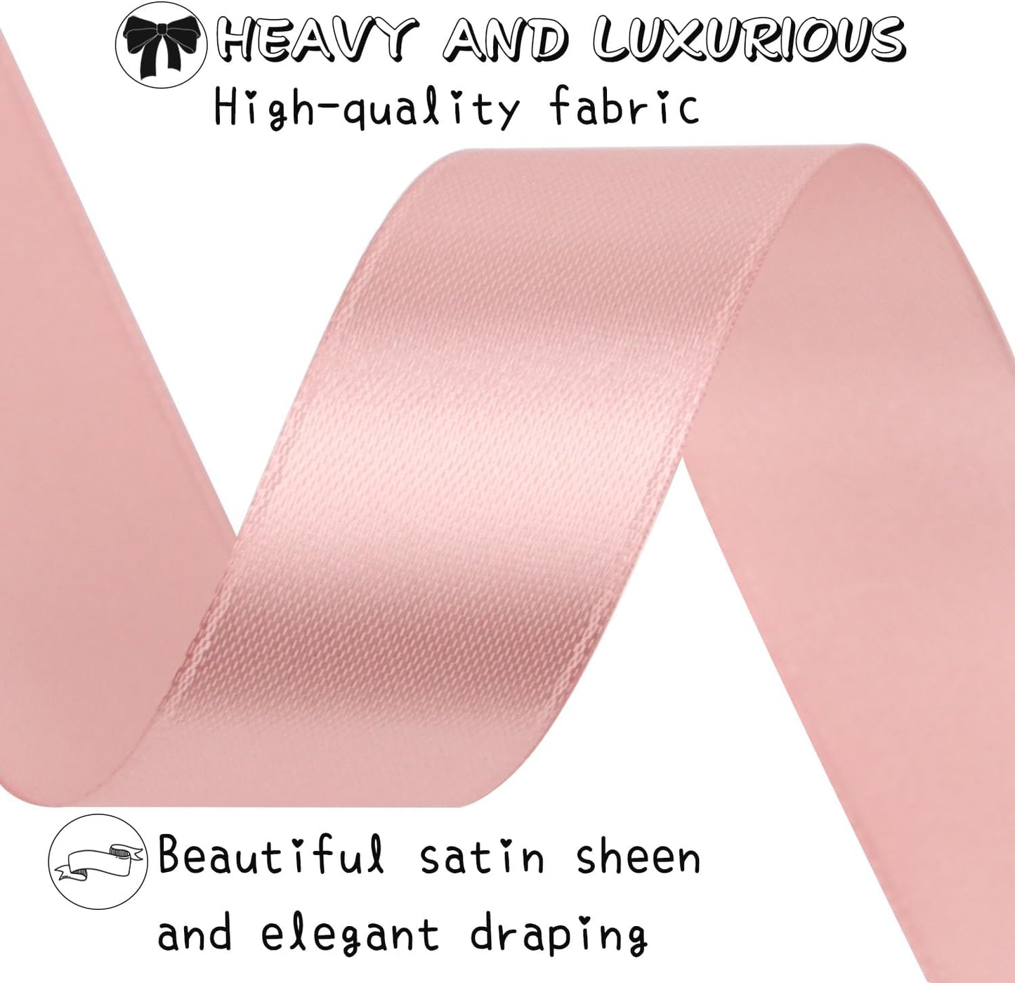 Rose Gold Solid Satin Ribbon 1 Inch 50 Yards Solid Polyester Fabric Ribbon for Gift Wrapping Wedding Christmas Baby Shower Birthday Party Decoration Handmade Immortal Flower Craft