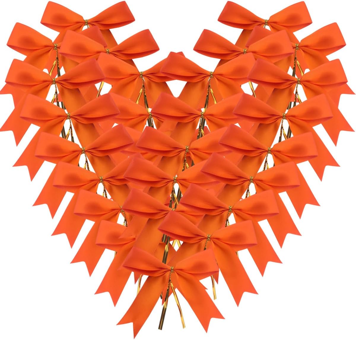 50pcs 3-1/2" Orange Twist Ties Satin Bows in Pumpkin Color Twist Tie Bows for Thanks Giving Halloween Wrapping Fish Tail Cutting(Orange)