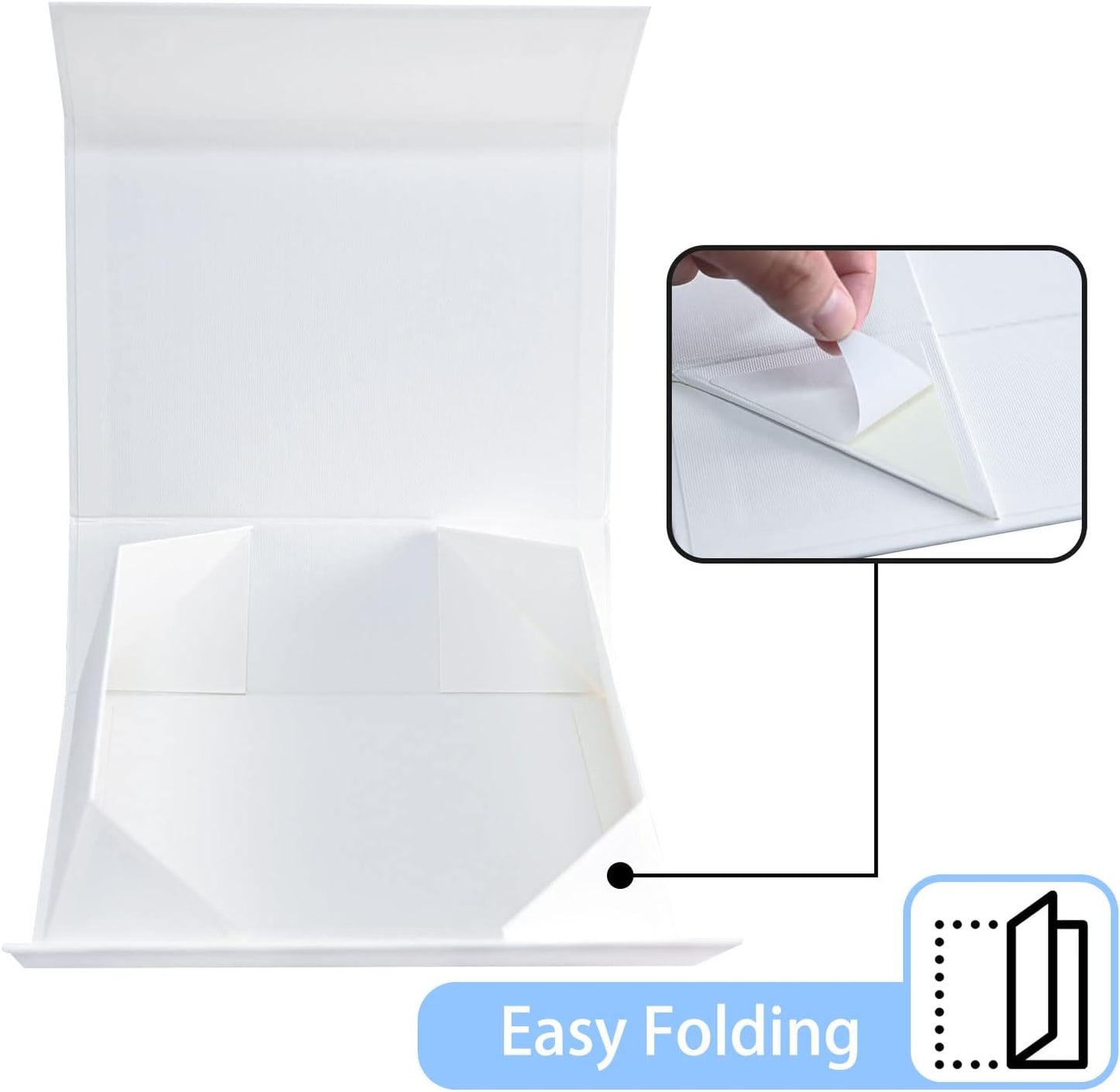 LIFELUM Christmas Gift Boxes with Lids for Presents 5 Pack White Gift Boxes 13.85 x 8.35 x 4.45 inch Large Gift Box Contains Card,Sticker,Ribbon, Shredded Paper Filler for Anniversary, Weeding Gifts