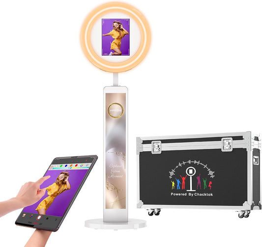 HARZHI Portable Photo Booth Compatible with Ipad 12.9in 10.9in 10.2in, for Ipad Photo Booth Shell Stand Stand Provide Chacktok PhotoBooth Software for Party and Wedding, Flight Case