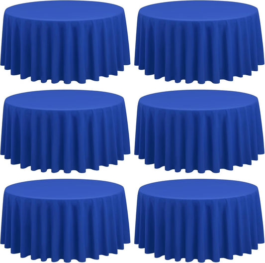 6 Pack Round Tablecloths - 90 Inch, Royal Blue Polyester Table Cover for Round Table, Stain and Wrinkle Resistant Washable Fabric Table Cloth, Polyester Tablecloth for Wedding Banquet Parties