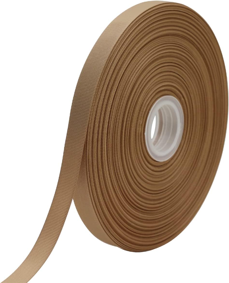 Jesep One Roll 100 Yards 5/8" Soild Grosgrain Ribbon Boutique Gift Wrapping Package Ribbon, DIY Crafts Bow Hair Headband Accessories Assorted Ribbon#835 (5/8" 15mm, Khaki)