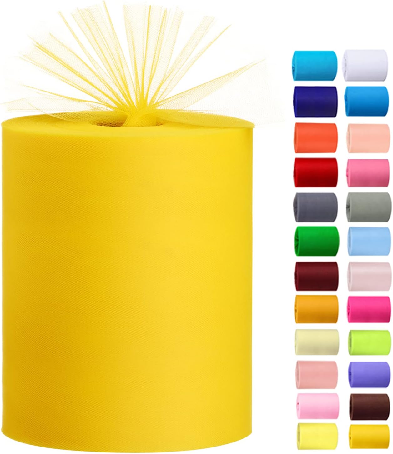 Tulle Rolls 6” by 100 Yards (300 feet) Tulle Roll Spool Fabric for DIY Tutu Skirts Wedding Baby Shower Crafts Decorations Party Supplies (Yellow)