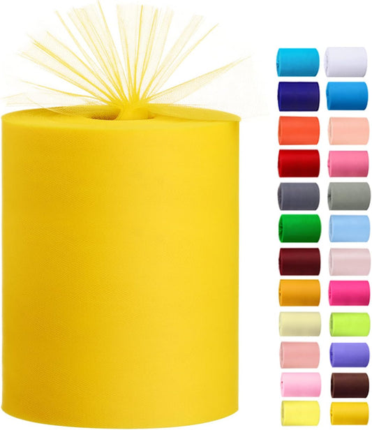 Tulle Rolls 6” by 100 Yards (300 feet) Tulle Roll Spool Fabric for DIY Tutu Skirts Wedding Baby Shower Crafts Decorations Party Supplies (Yellow)