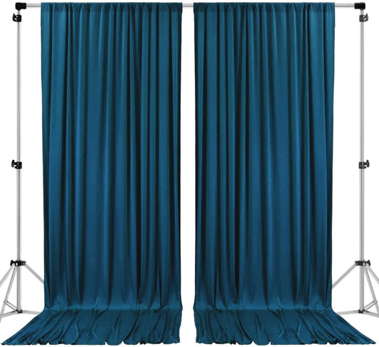 AK TRADING CO. 10 feet x 10 feet Dark Teal IFR Polyester Backdrop Drapes Curtains Panels with Rod Pockets - Wedding Ceremony Party Home Window Decorations