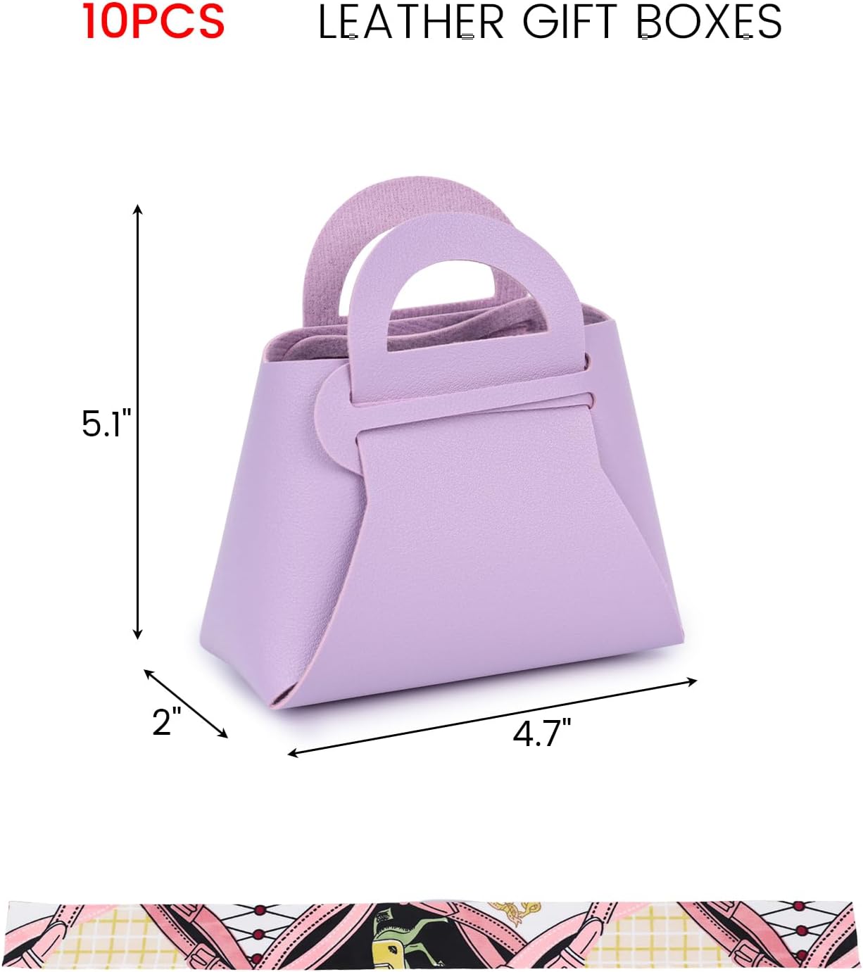 VGOODALL 10PCS Mini Gift Boxes, Purple PU Leather Party Favor Bags with Handle for Wedding Bridal Shower Birthday Party Decoration, 4.7"x2"x5.1"
