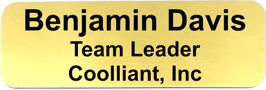 Custom Laser Engraved Name Tag Badges for Business or Employees Position Identification - Personalized text for your name plate or ID tags, 1 x 3 inches, Made in California, USA (Gold, 1 x 3 inches)