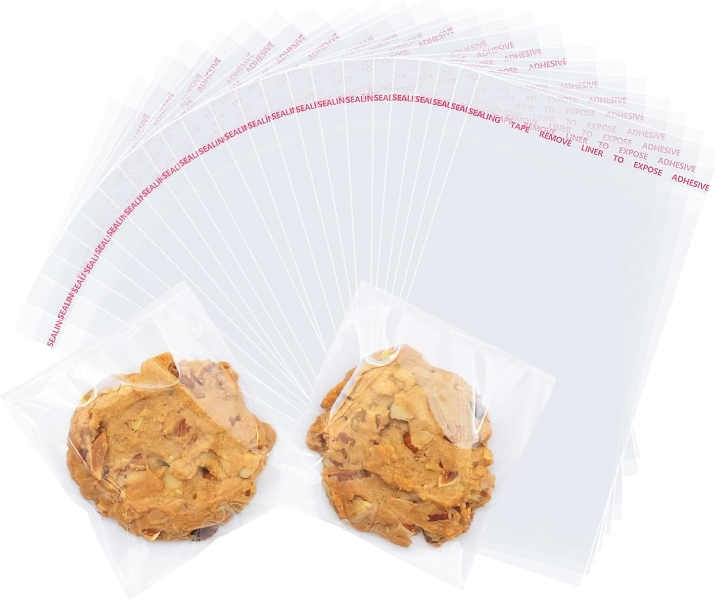 200 Pcs Clear Cellophane Bags 4 x 6 inches Cookie Bags, Self Sealing Cellophane Bags Resealable Cookie & Candy Bags for Party, Christmas, Family Baking Supplies