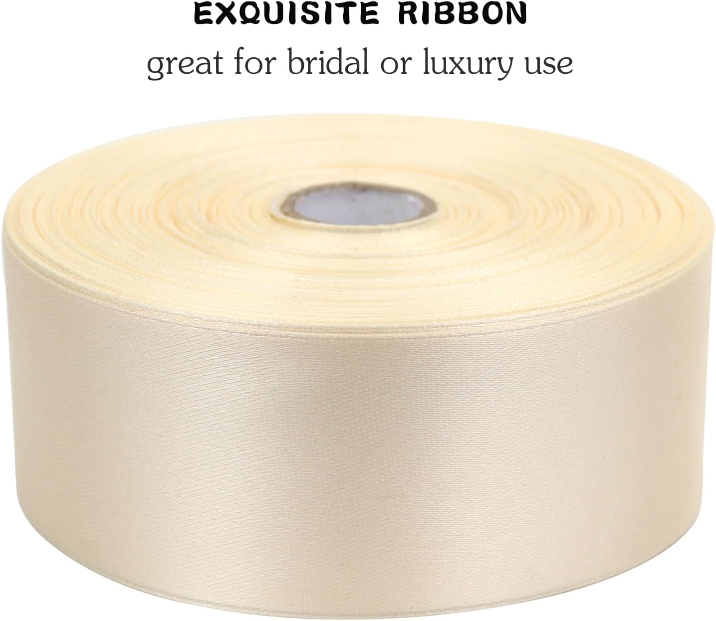 Rice White Solid Satin Ribbon 1-1/2 Inch 50 Yards Solid Polyester Fabric Ribbon for Gift Wrapping Wedding Christmas Baby Shower Birthday Party Decoration Handmade Immortal Flower Craft