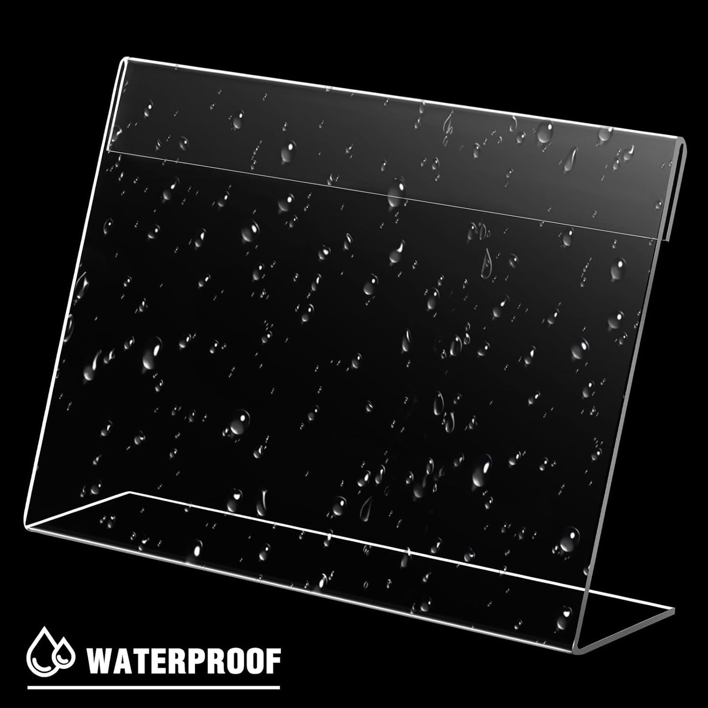 Vicenpal 200 Pcs 7x5 Inch Clear Acrylic Sign Holder Plastic L-shape Vertical Menu Stand, Picture Photo Frames, Table Paper Holder, Flyer Sign Display Stand for Restaurants, Store, Office, Wedding