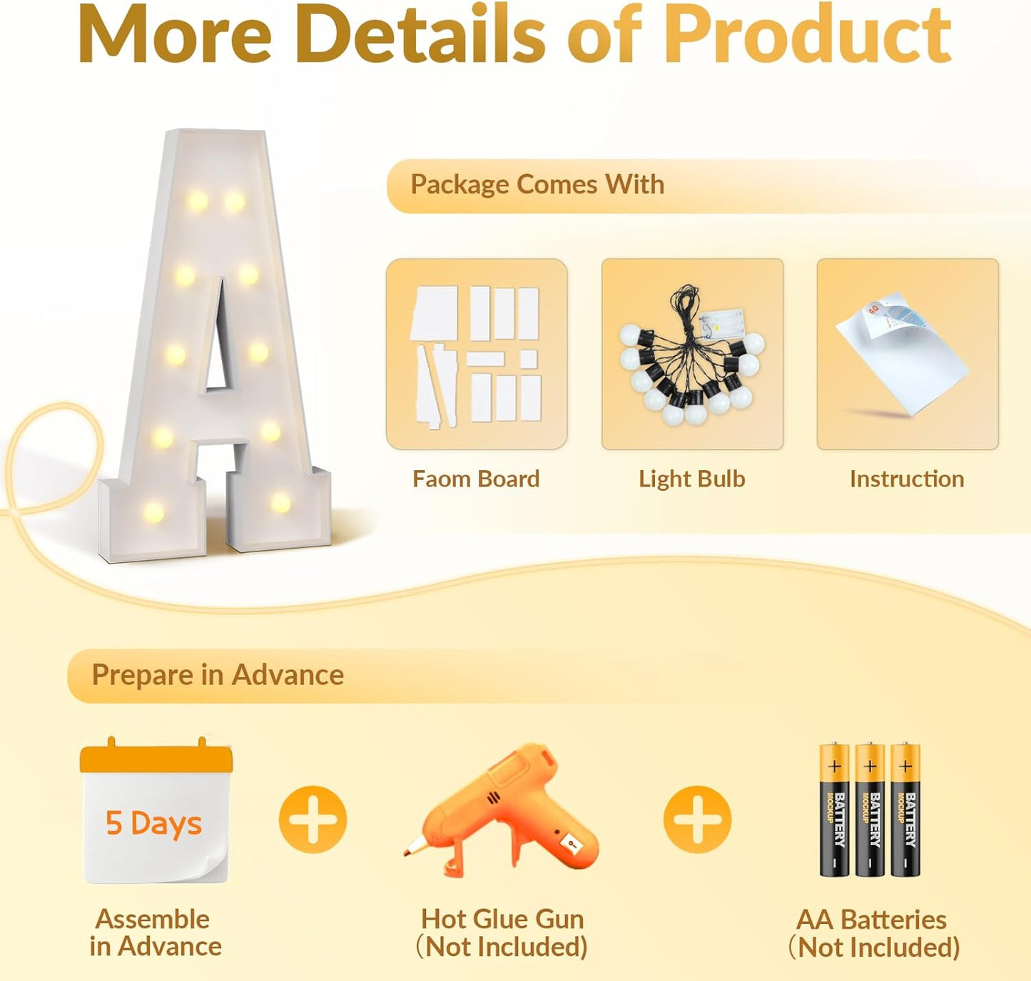 JoyMuse 4FT Marquee Light Up Letters,Large Marquee Letters 4 Feet Tall for Marry Me Proposal Decorations Big 4FT Letters with Lights for Baby Shower Party Decor, Letter K