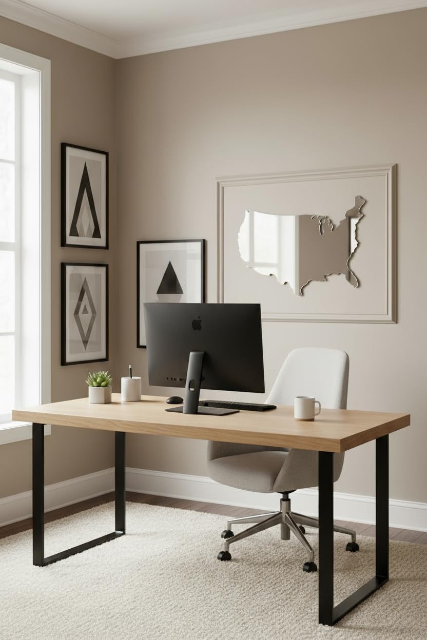 4th of July Patriotic USA Map Mirror – 27.5"x18.7" Frameless Asymmetrical Decorative Acrylic Mirror – Modern Patriotic Decor for Bedroom, Office, Entryway