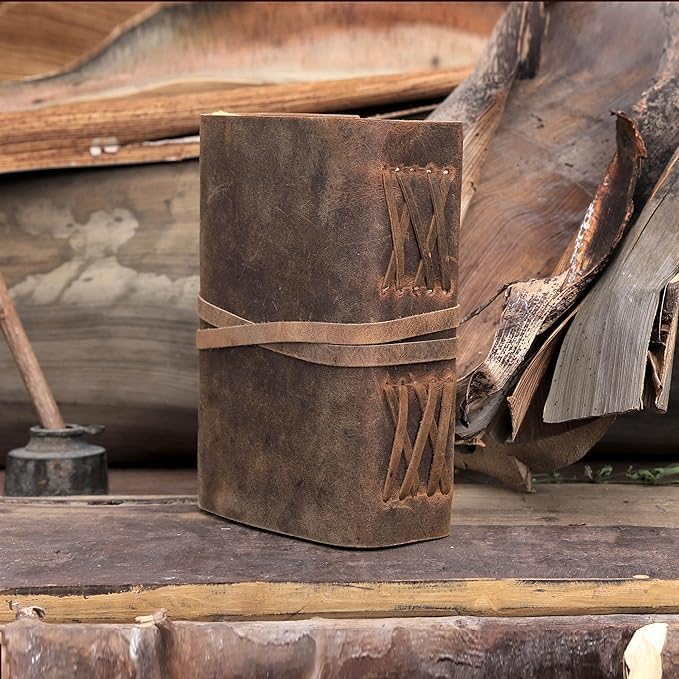 cuero Vintage Leather Journal - Handmade Refillable Leather Bound Notebook with Deckle Edge Paper, Antique Travel Diary, Writing Journal for Men & Women - Vintage Notebook Binder (4 by 6 inch)