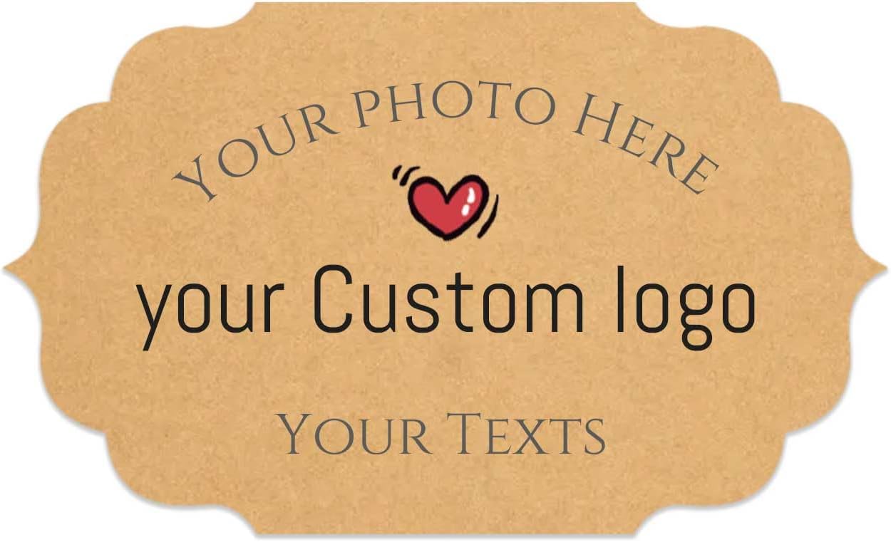 100pcs Personalized Stickers Labels Custom Business Logo Stickers Kraft Paper Labels in Circle, Rectangle, Square, Oval, in 1.5",2", 2.5“, 3”, 4" (Polygon)