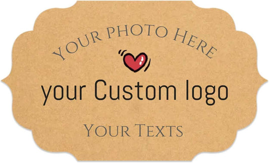 100pcs Personalized Stickers Labels Custom Business Logo Stickers Kraft Paper Labels in Circle, Rectangle, Square, Oval, in 1.5",2", 2.5“, 3”, 4" (Polygon)