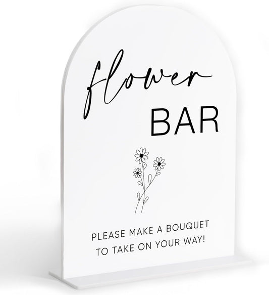 Flower Bar Sign, White Arch Acrylic Wedding Sign, Flower Bar Supplies, Wedding Reception Decorations, Bridal Shower Decor, Engagement Party Decor, Centerpiece Table Decorations Party-11
