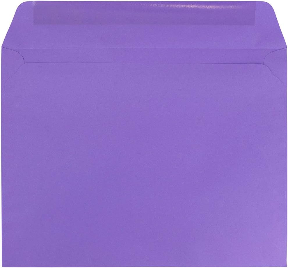 JAM PAPER 9 x 12 Booklet Colored Envelopes - Violet Purple Recycled - 50/Pack