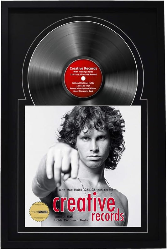 Creative Picture Frames 16" x 24" Jukebox Vinyl Frame Display with Double Matting, LP Record Album Frame for Wall Decor, Black/Black, 1 Count