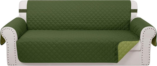 Reversible 4 Seater Sofa Cover 91 Inch Large Couch Cover Furniture Protector(Sofa XX-Large,Huntergreen/Sage)