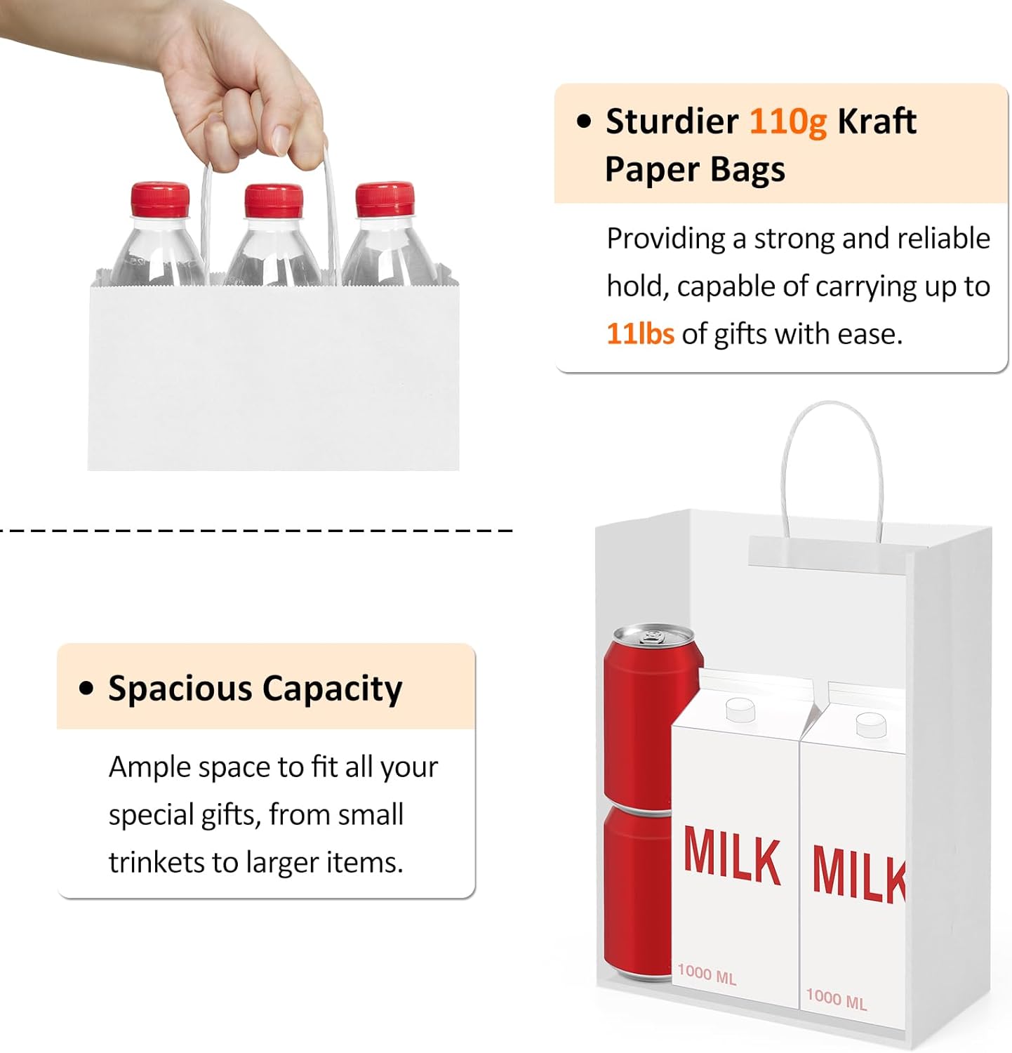 BagDream Red Gift Bags 10x5x13 Inch 100Pcs Large Kraft Paper Bags Bulk for Christmas, Wedding, Party Favors, Business, Retail, Grocery Paper Sacks with Handles