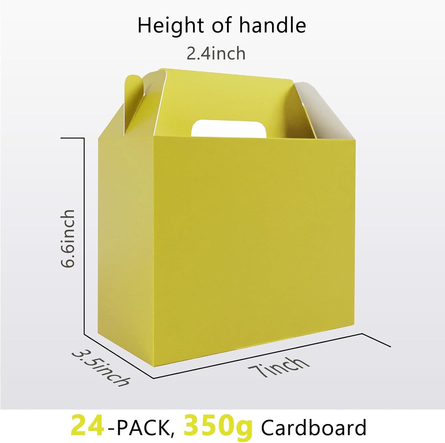 XAGLVV 24Pack Yellow Party Favor Treat Box Packs, 7 * 3.5 * 6.6 Inch Goodie Box with Handles, Goodie Boxes, Candy Box,Gable Gift Boxes for Party, Baby Shower, Birthday