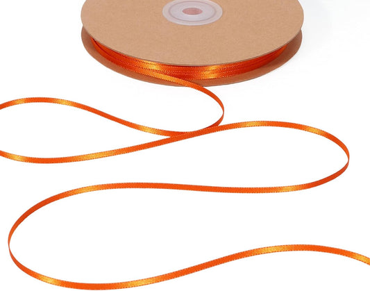 LaRibbons Orange Satin Ribbon 1/8 Inch 100 Yards Thin Luxury Double Faced Russet Orange Silk Ribbon for Flower Bouquet Crafts Gift Wrapping Wedding Fall Decoration
