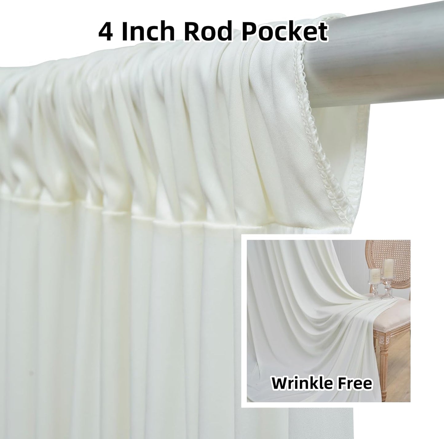 10 ft x 10 ft Wrinkle Free Ivory Backdrop Curtain for Wedding Parties, Polyester Ivory Photo Backdrop Drapes 2 Panels 5x10ft for Baby Shower Photoshoot Engagement Birthday Party Photography Background