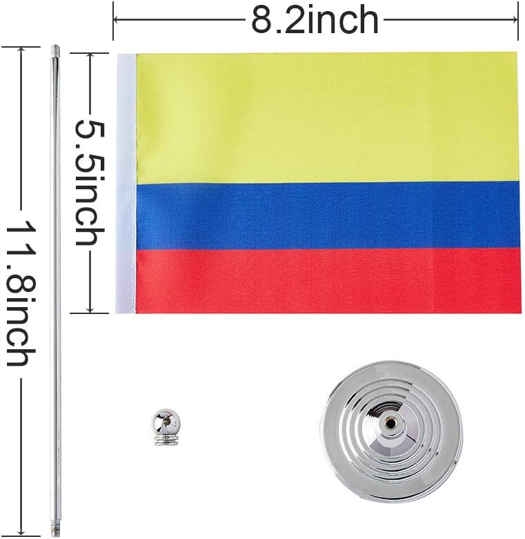 Colombia Flag Colombian Flags, Small Mini Colombian Desk Flag, Used for Table Office Classroom Home Patriotic Events Decorations