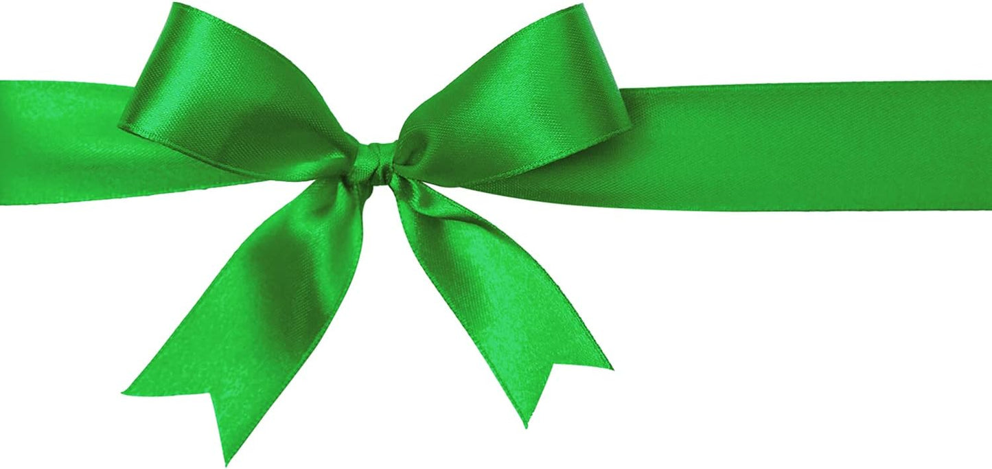 5/8" x 100 Yards Satin Ribbon - Green Silk Ribbon with Spool - Ideal for Gift Wrapping, Floral Bouquets, Crafts, Wedding Party Decorations, Christmas and Sewing Projects