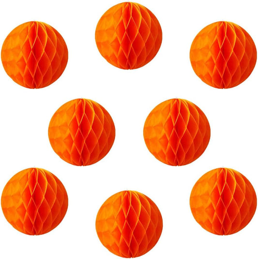 8pcs 10inch Paper Honeycomb Balls Decorative Tissue Honeycomb Balls Paper Pom Poms Flower Balls Art Hanging Balls for Birthday Wedding Nursery Baby Shower Home Decor (10inch, Orange)