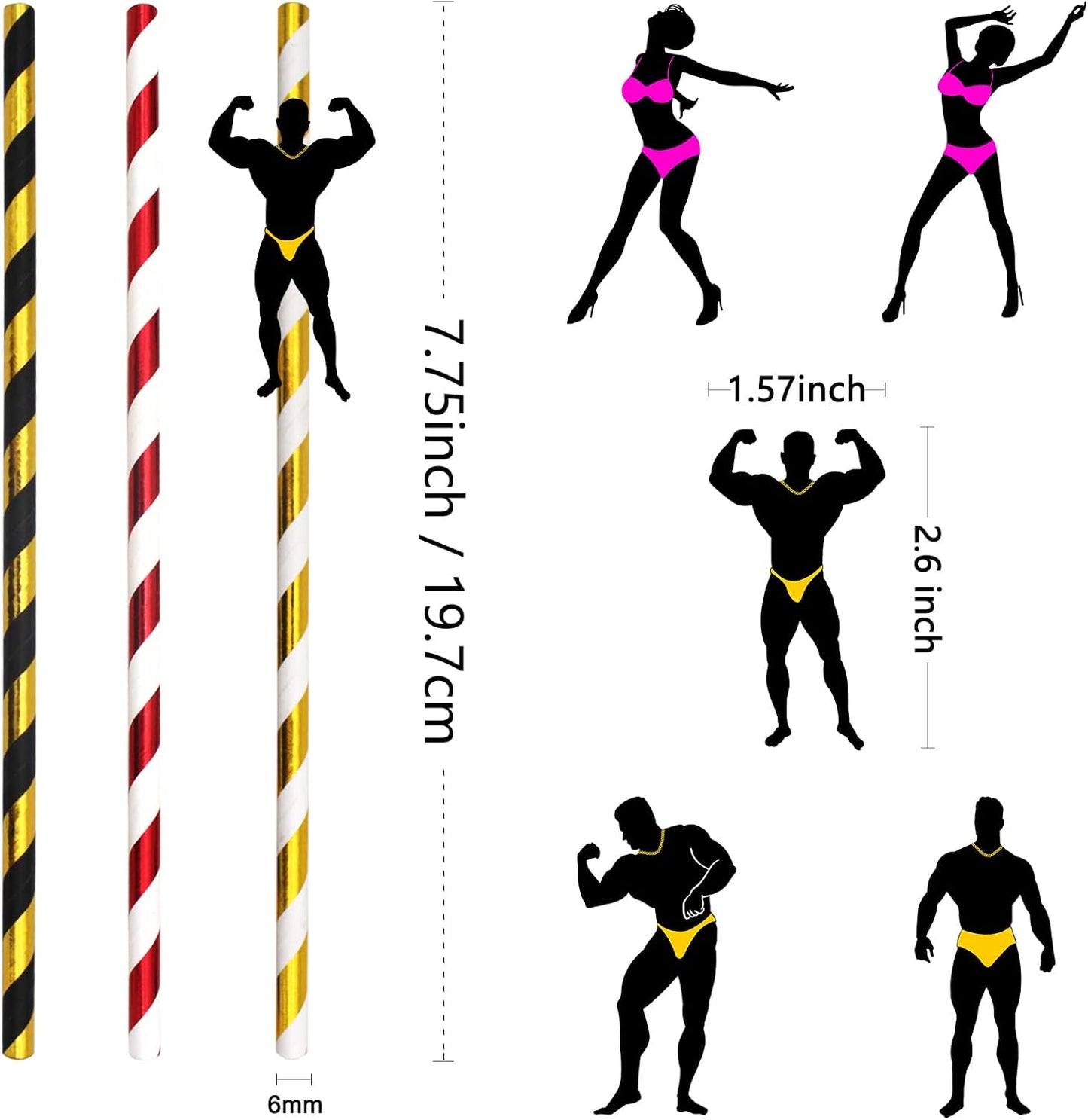 BLUE TOP 30 PCS Bachelorette Party Funny Dancing Paper Straws,Men and Felame Pole Dancer Drinking Straws, great decoration for cocktail and drinks, great to use at Valentine's Day or Birthday Parties