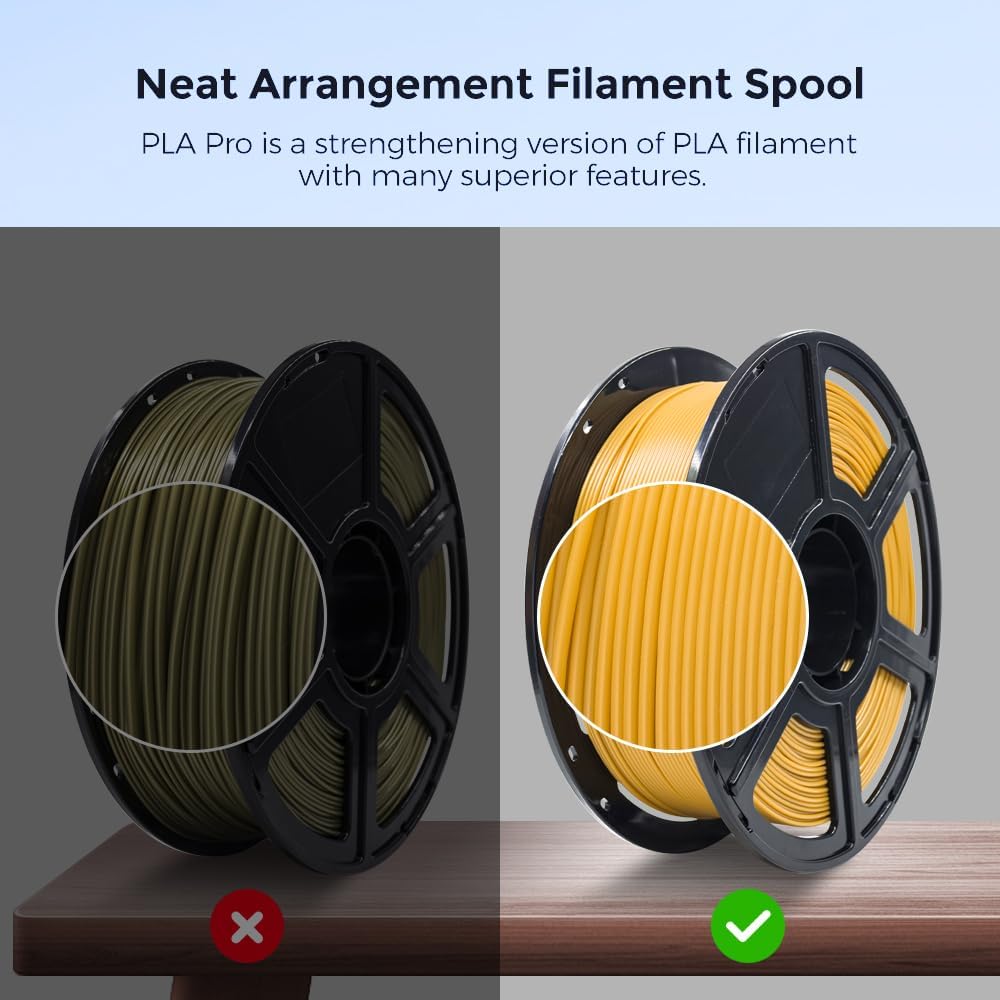 FLASHFORGE 3D Printer Filament, PLA PRO Filament 1.75mm, 1KG Spool (2.2lbs), Dimensional Accuracy +/- 0.02mm for FDM 3D Printers, Better Tenacity & No Knotting (Gold)