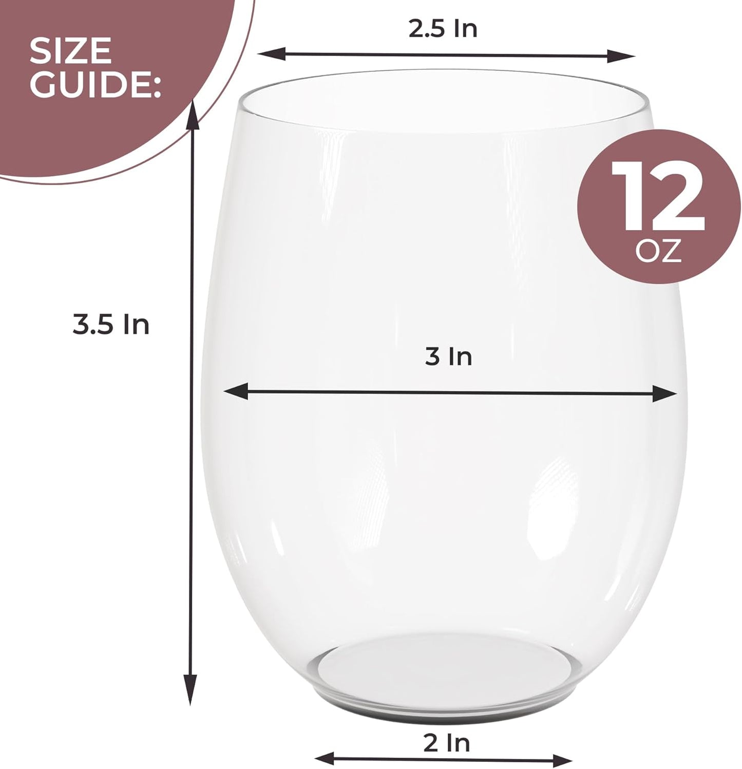 Exquisite 24 Pcs Unbreakable Stemless Plastic Wine Glasses Disposable Wine Glasses Stemless 12 Oz Clear Plastic Cocktail Cups Clear Party Cups Disposable Cocktail Glass Weddings & Events