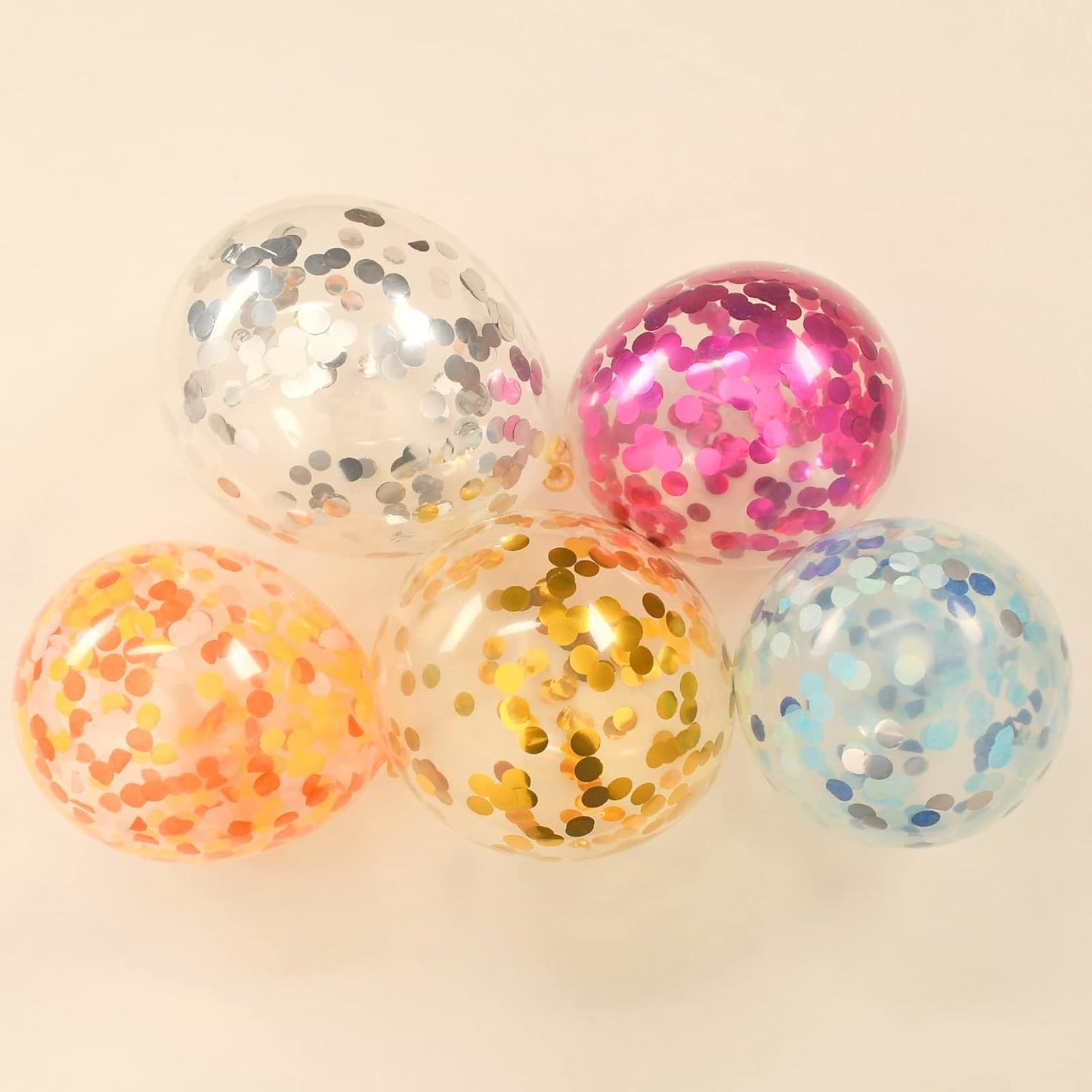 Silver Confetti Balloons, 40 Pcs 5 Inch Clear Balloons with Confetti Inside for Graduation Engagement Cake Topper Decor Bridal Shower Baby Shower Birthday Party Decoration Supplies