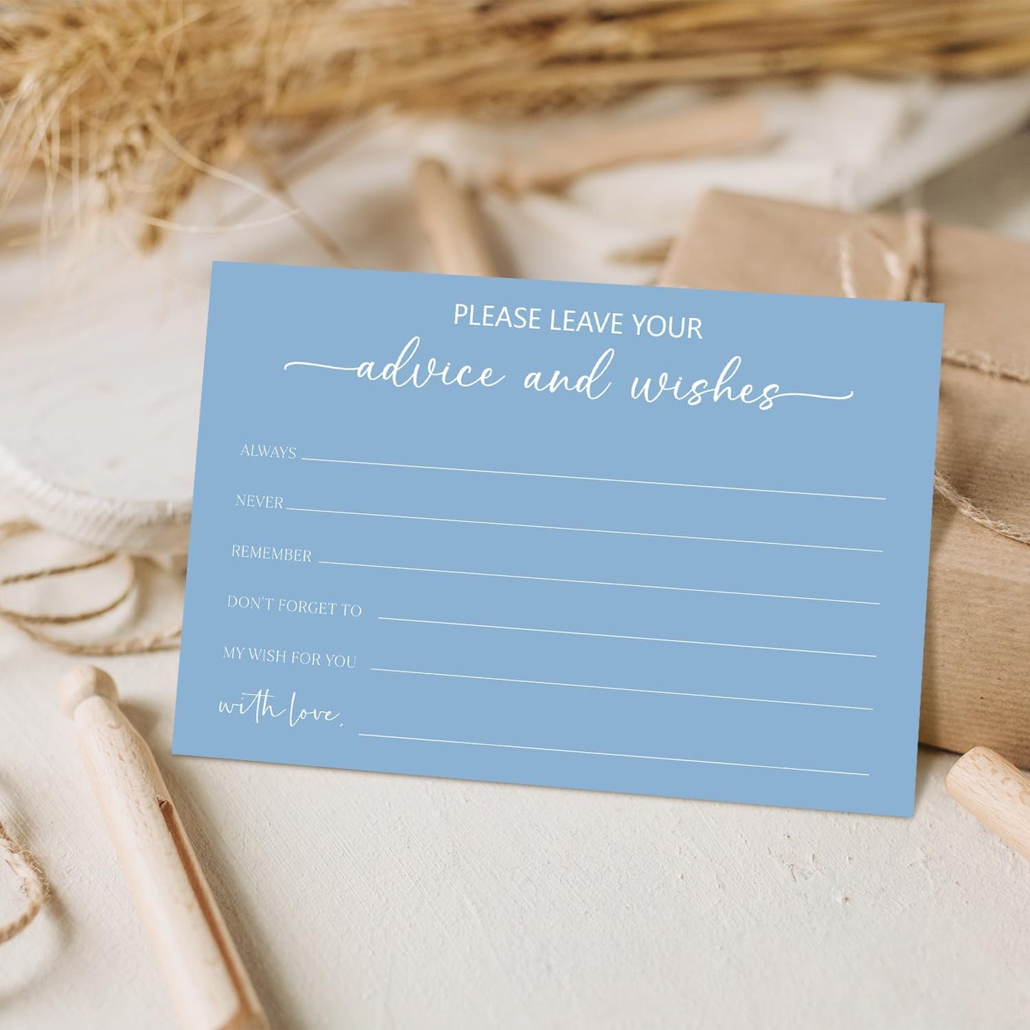 Bule Advice and Wishes Card, Advice Cards for The Bride and Groom, Bridal Shower,Wedding or Baby Shower, Birthday, Graduation, Retirement, Guestbook - 25 Cards -02