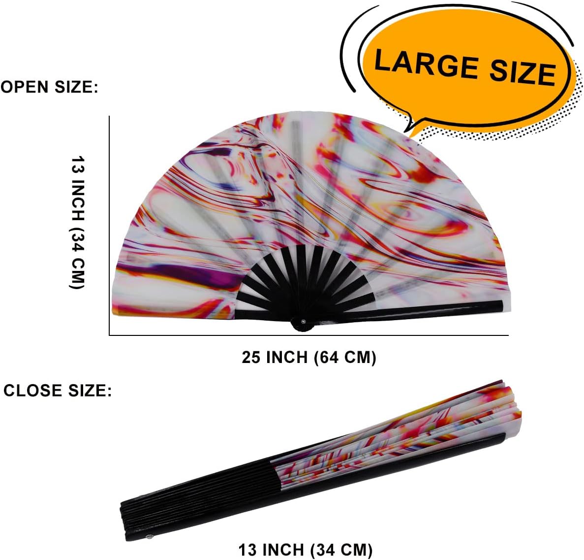 Amajiji Large Folding Hand Rave Fan Popping Fan for Line Dancing Clacking Fans for Boots On The Ground Dance,Party,Decoration,Festival (Holographic)
