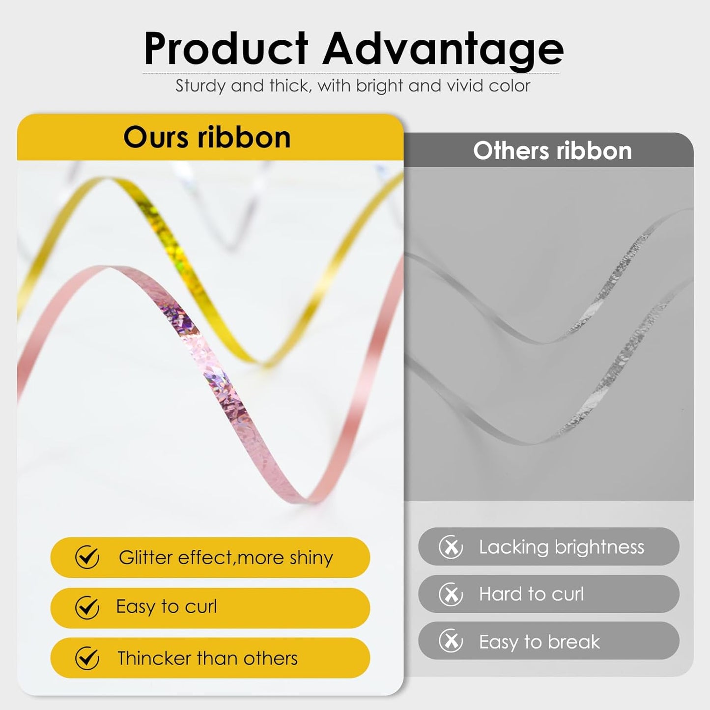 Gold Curling Ribbon - 500 Yard Shiny Metallic Curly Gift Ribbon for Wrapping, Balloons & Floristry