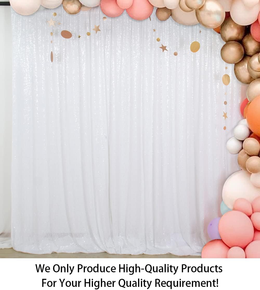 ShinyBeauty 10x10FT White Sequin Photo Backdrop - Sparkly Glitter Background for Photography, Baby Showers, Birthdays, Weddings & Party Decor