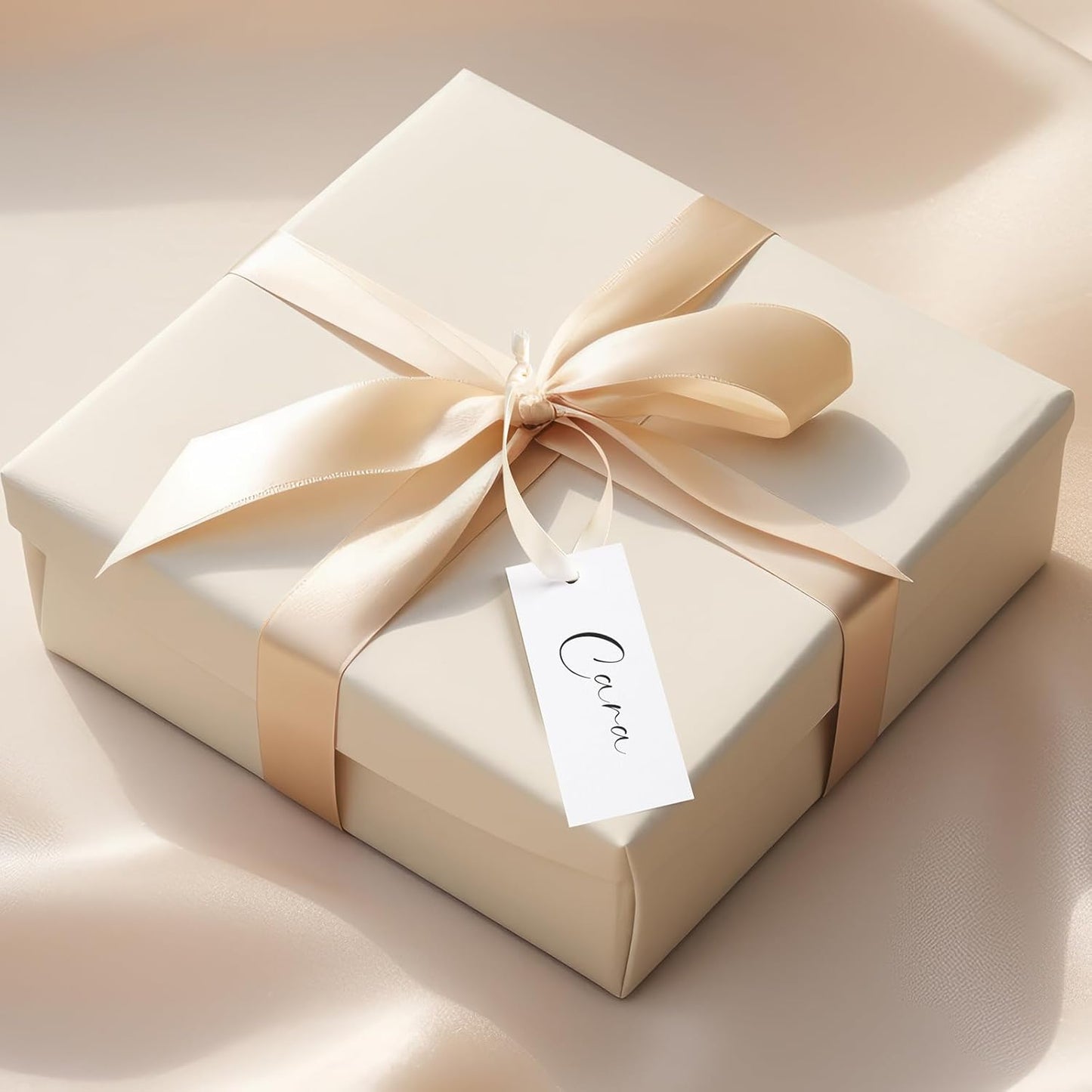 50 Pcs Name Place Cards for Table Setting Blank Wedding Place Cards with Satin Ribbon 1.57 x 3.54 Inch Hanging Gift Tags for Wedding Dinner Banquet Party Table Setting Supplies(Beige)