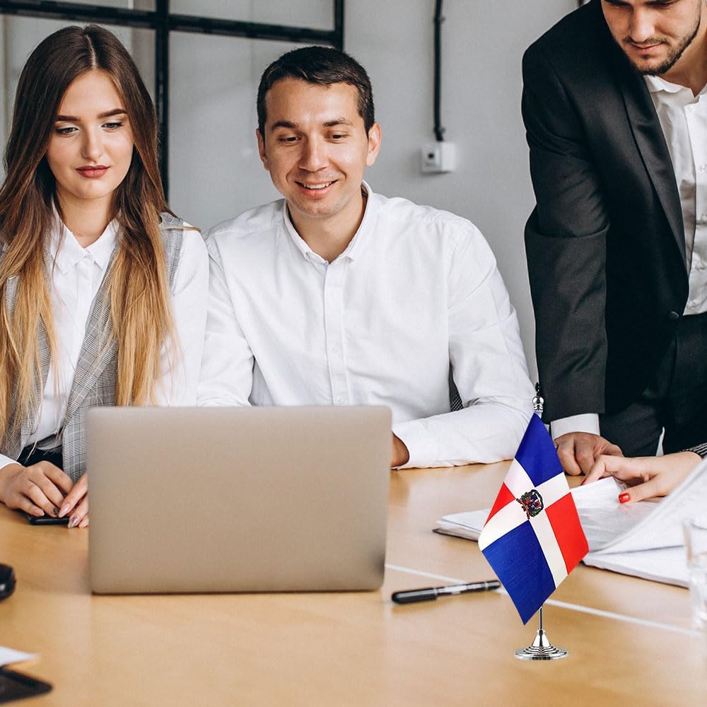 Dominica Flag Dominican Flags, Small Mini Dominican Desk Flag, Used for Table Office Classroom Home Patriotic Events Decorations