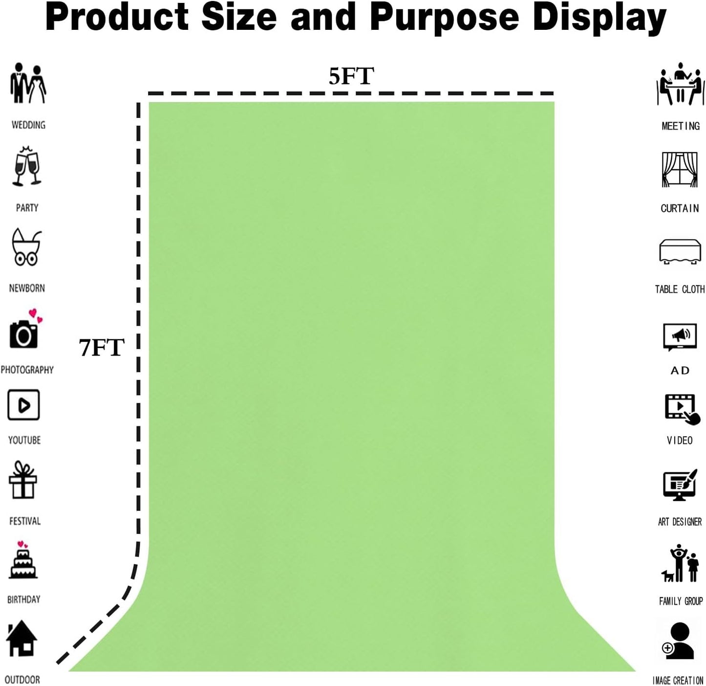 Light Green Screen Backdrop 5x7ft Grass Green Photography Background Meeting Photo Studio Shooting Props