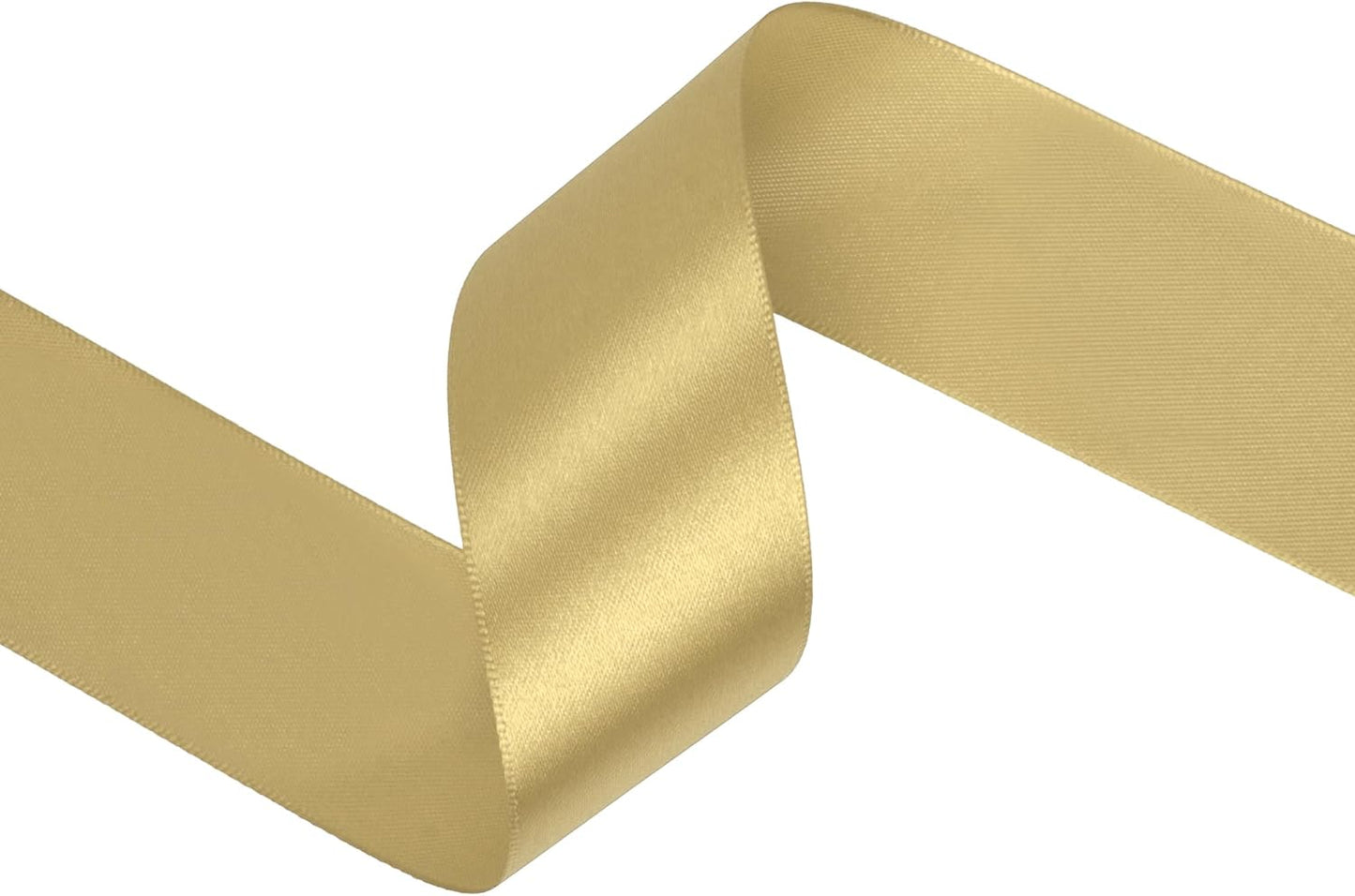 Light Gold Satin Ribbon 1-1/2 inch X Continuous 25 Yards, Single Face Polyester Ribbon Perfect for Gift Wrapping, Flower Bouquet, Wedding Decor, Crafts, Bow Making, Sewing and More