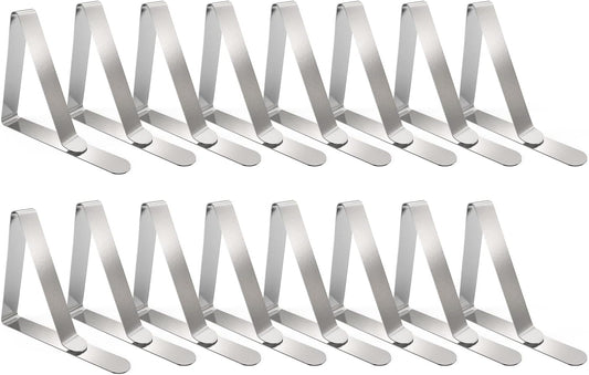 TriPole Tablecloth Clips 16 Pack Large Picnic Table Cover Clips Stainless Steel Tablecloth Clamps for Outdoor Home Kitchen Restaurant Wedding Party, Fit for 1.7”-2.75” Thick Folding Wooden Tables