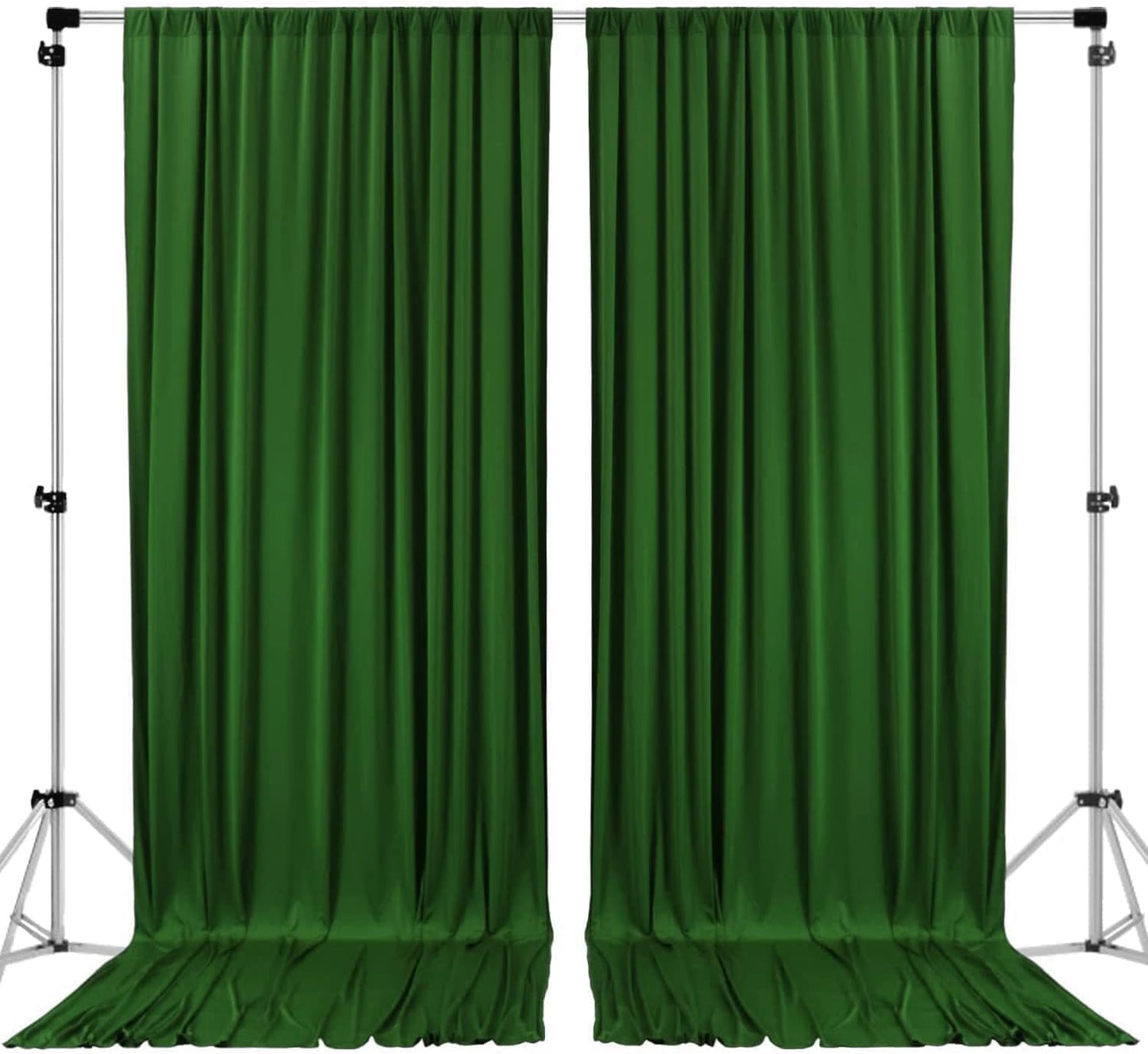 AK TRADING CO. 10 feet x 10 feet Valley Green Polyester Backdrop Drapes Curtains Panels with Rod Pockets - Wedding Ceremony Party Home Window Decorations